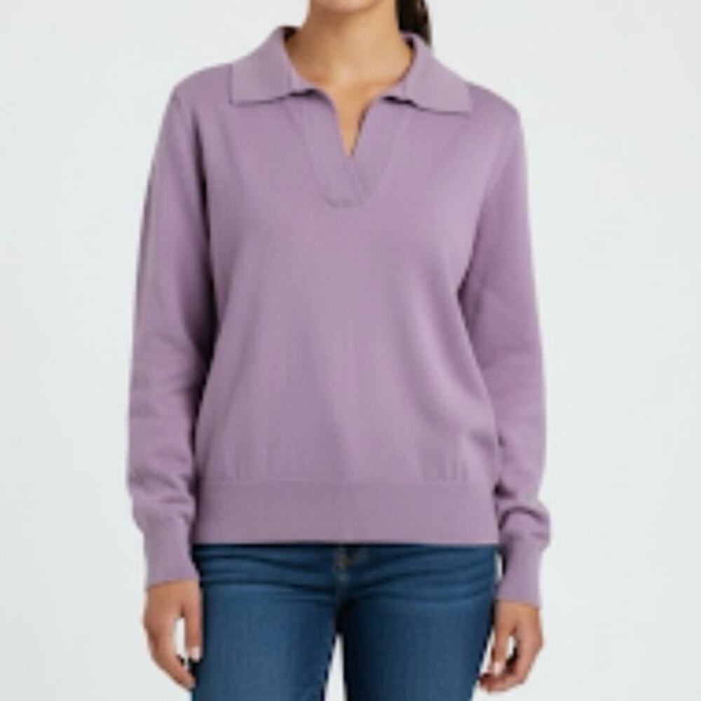 Pact Split Neck Collared Polo Sweater Organic Cot… - image 2